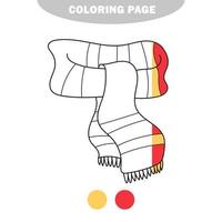 semplice pagina da colorare. icona della linea di sciarpa invernale. quadro mezzo dipinto con i colori vettore