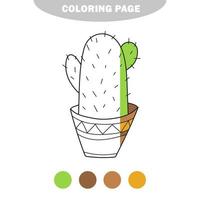 semplice pagina da colorare. illustrazione vettoriale di cactus - vaso carino per libro da colorare