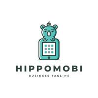 ippopotamo mobile logo design vettore