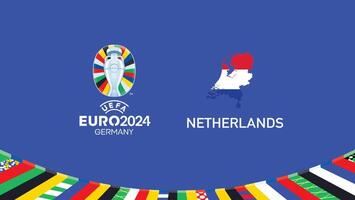 Euro 2024 Olanda emblema carta geografica squadre design con ufficiale simbolo logo astratto paesi europeo calcio illustrazione vettore