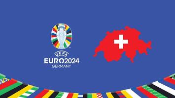 Euro 2024 Svizzera bandiera carta geografica squadre design con ufficiale simbolo logo astratto paesi europeo calcio illustrazione vettore