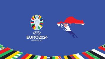 Euro 2024 Croazia emblema carta geografica squadre design con ufficiale simbolo logo astratto paesi europeo calcio illustrazione vettore
