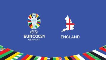 Euro 2024 Inghilterra bandiera carta geografica squadre design con ufficiale simbolo logo astratto paesi europeo calcio illustrazione vettore