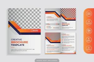 design di brochure aziendale bi-fold di colore arancione aziendale pulito vettore