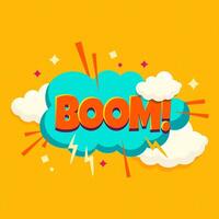 boom - comico discorso bolla, testo suono effetto. colorato illustrazione di esplosione nel cartone animato stile. vettore