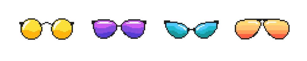 pixel colorato occhiali da sole impostare. elegante viola ottico Accessori vettore