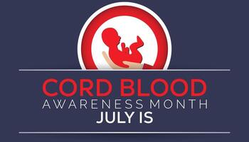 cordone sangue consapevolezza mese osservato ogni anno nel luglio. modello per sfondo, striscione, carta, manifesto con testo iscrizione. vettore