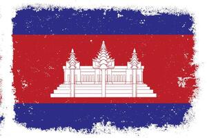 Vintage ▾ piatto design grunge Cambogia bandiera sfondo vettore