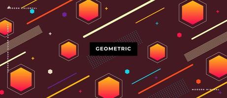 forme geometriche in stile memphis, punti di forme di movimento esagonali, sfondo di movimento delle linee. vettore