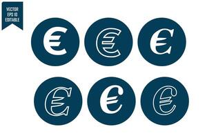Euro moneta icona impostato vettore
