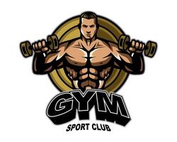 fitness club. Palestra bodybuilding logo. gli sport vettore