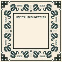contento Cinese nuovo anno 2025 zodiaco cartello, anno di il serpente, con verde carta tagliare arte e mestiere stile vettore