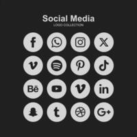 raccolta del popolare logo dei social media vettore