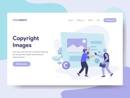 Modello della pagina di atterraggio del concetto dell&#39;illustrazione di immagini di Copyright. Concetto di design piatto isometrica della progettazione di pagine Web per sito Web e sito Web mobile. Illustrazione di vettore