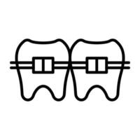 icona della linea dell'apparecchio dentale vettore