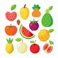 frutta collezione in stile cartone animato illustrazione vettore