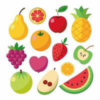 frutta collezione in stile cartone animato illustrazione vettore