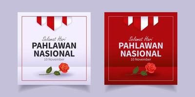 hari pahlawan nasionale o Indonesia nazionale eroi giorno sociale media piazza bandiera vettore