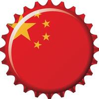 nazionale bandiera di Cina su un' bottiglia cap. illustrazione vettore