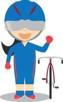 gli sport cartone animato illustrazioni. traccia Ciclismo femmina vettore