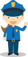 carino cartone animato illustrazione di un' poliziotta. donne professioni serie vettore