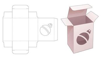 scatola di imballaggio con modello fustellato finestra palla di natale vettore