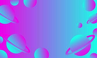 astratto olografico sfondo con pianeti e spazio nel rosa e blu colori vettore