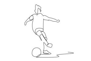 ragazzo giovane ragazzo giocando calcio calcio sport stile di vita linea arte vettore