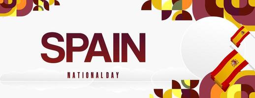 spagnolo nazionale giorno largo bandiera nel colorato moderno geometrico stile. nazionale e indipendenza giorno saluto carta con Spagna bandiera. sfondo festeggiare nazionale vacanza festa vettore