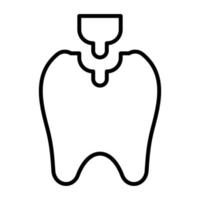icona della linea di riempimento dentale vettore