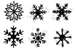 grunge lino tagliare i fiocchi di neve francobolli collezione pacchetto. afflitto textures impostare. vuoto geometrico forme. illustrazione. vettore