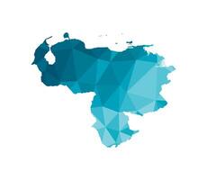 isolato illustrazione icona con semplificato blu silhouette di Venezuela carta geografica. poligonale geometrico stile, triangolare forme. bianca sfondo. vettore