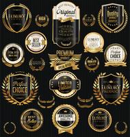 Distintivi ed etichette d&#39;oro di lusso premium vettore