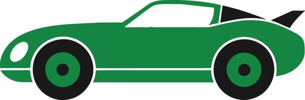 roadster cartone animato auto icona verde e nero delineato, gli sport macchina, supercar , clip arte, vettore