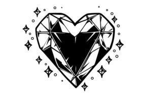 cuore sagomato diamante mano disegnato inchiostro schizzo. inciso Vintage ▾ stile illustrazione. vettore
