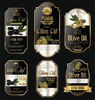 Collezione di etichette retrò di olio d&#39;oliva vettore