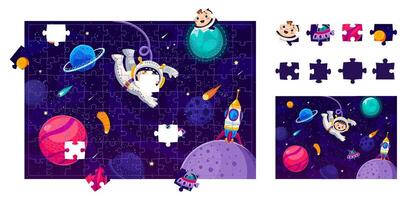 sega puzzle pezzi, spazio astronauti e pianeti vettore