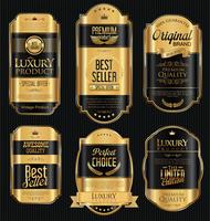 Distintivi ed etichette d&#39;oro di lusso premium vettore