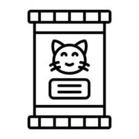 icona della linea di cibo per gatti vettore