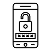 icona linea password mobile vettore