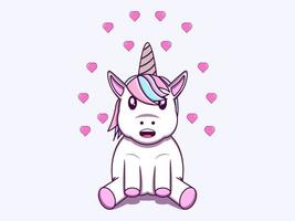 illustrazione del fumetto di vettore del personaggio di unicorno carino
