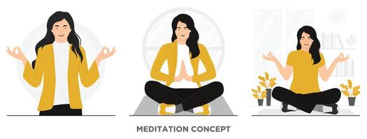 piatto meditazione concetto illustrazione vettore