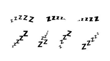 zzz letto dormire russare icone sonnellino pisolino z suono . assonnato sbadiglio o insonnia dormiente allarme orologio zzz linea icone di buona notte in profondità dormire, annoiato o stanco vettore