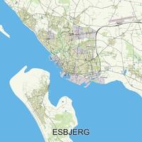 esbjerg, Danimarca carta geografica manifesto arte vettore