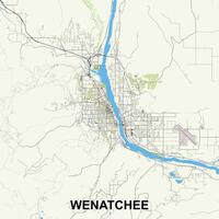 wenatchee, Washington, Stati Uniti d'America carta geografica manifesto arte vettore