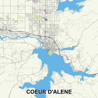 coeur d'Alene, Idaho, unito stati carta geografica manifesto arte vettore