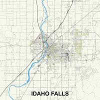 Idaho cascate, Idaho, unito stati carta geografica manifesto arte vettore