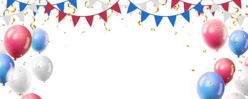 triangolo gagliardetti catena, Palloncino e caduta coriandoli per vacanza festa, nazionale patriottico celebrazione illustrazione vettore