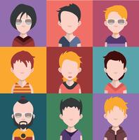 Set di avatar colorati di personaggi vettore