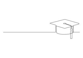 la laurea berretto nel uno continuo linea disegno professionista illustrazione vettore